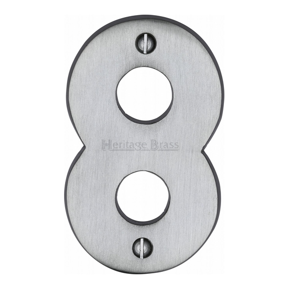 C1566 8-SC • 76mm • Satin Chrome • Heritage Brass Face Fixing Numeral 8
